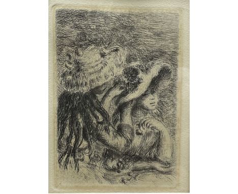 Pierre-Auguste Renoir (French 1841-1919): 'The Hat Pin - Le Chapeau Epingle', etching 11cm x 8cm
