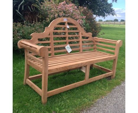 A teak Marlborough garden bench, as new, 166cm