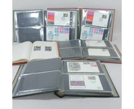 A collection of four albums of first day covers, mainly 1960's and 1970's, to include one signed by George Best, together wit