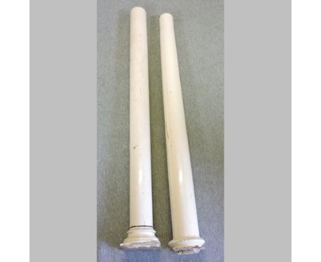 A pair of cream painted wooden architectural columns, 208cm tall overall