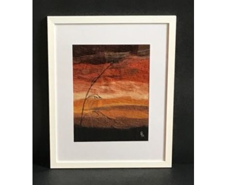 Sally Hallewell, "Grasslands", textile art, 36 x 45cm, c. 2022. The original photograph was taken on the Grasslands of Inner 