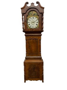 Francis Allison &amp; Co. Finkle Street Richmond - late 19th century 8-day mahogany veneered longcase clock, with a swan's ne