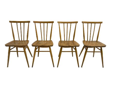 Ercol - set four mid-20th century elm and beech 'All-purpose Windsor chairs' 