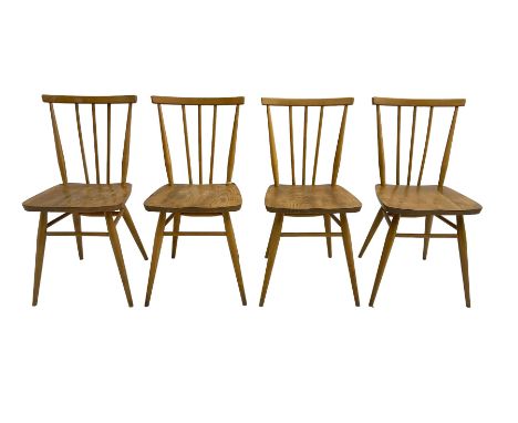 Ercol - set four mid-20th century elm and beech 'All-purpose Windsor chairs' 