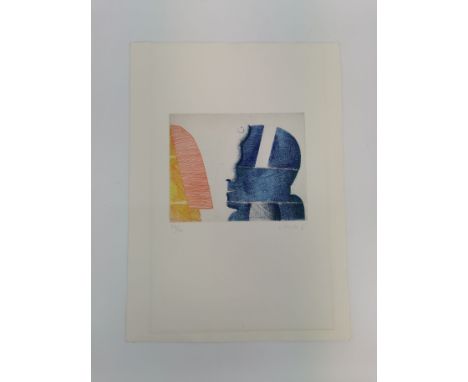 ANTES, HORST (geb. 1936 in Heppenheim, der Maler, Bildhauer und Grafiker lebt in Karlsruhe), Farbradierung: "Zwei Köpfe im Di
