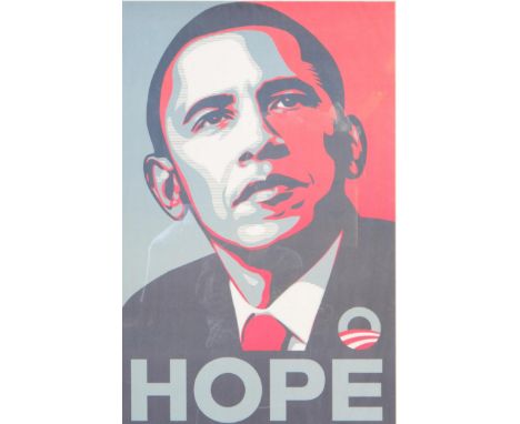 Shepard Fairey (b. 1970)
Hope
Print on Paper
Measures 92cm x 62cm.
Framed and glazed.

An original American presidential camp