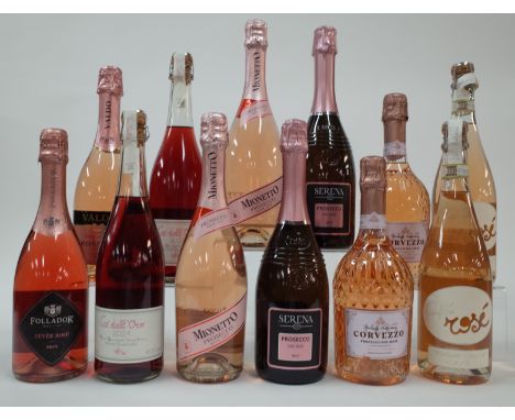 12 BOTTLES ITALIAN ROSÉ SPARKLING WINEFollador Cuvée Brut; Valdo Marca Oro Rosé Brut Millesimato 2021; Fattoria La Vialla 2 x