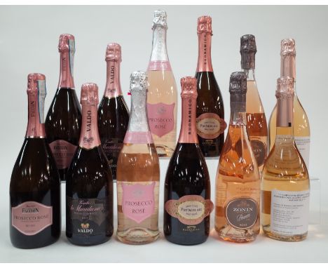 12 BOTTLES ITALIAN SPARKLING ROSÉ WINEAntonio Facchin + Figli 2 x Extra Brut Millesimato 2021; Valdo 2 x Tanuta La Maredana B