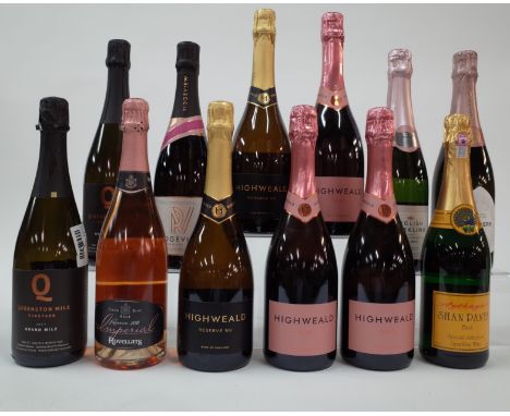 12 BOTTLES ENGLISH, SPANISH, MYANMARIAN AND CANADIAN SPARKLING WINEQueenston Mile Vineyard 2 x Grand Mile Brut 2017; Rovellat