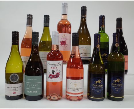 11 BOTTLES ENGLISH AND 1 HUNGARIAN WHITE AND ROSÉ WINEMorrisons The Best English Dry 2018; Lyme Bay Winery Bacchus Block 2020