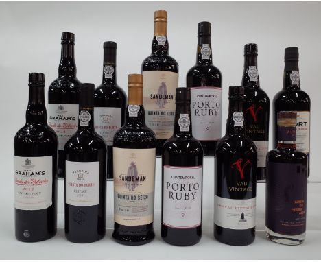 12 BOTTLES PORTGraham's 2 x Quinta Dos Malvedos Vintage 2012; Sogrape Vinhoe 2 x Ferreira Quinta Do Porto 2019, 2 x Sandeman 
