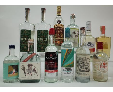 12 BOTTLES WHITE RUMOnerum Iheya Island (50cl); Sechura Rum Peruvian Distilled (50cl); Monymusk Over Proof; Takamaka The Seyc