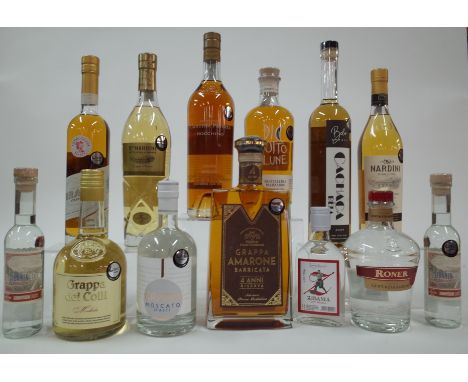 13 BOTTLES GRAPPA AND BRANDYKamanterena Winery 2 x Zivania Deka Muscat Of Alexandria (20cl) and Zivania Tou Vraka (20cl); Gra