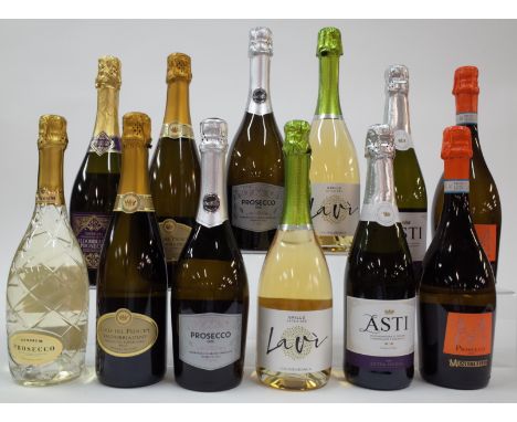 12 BOTTLES ITALIAN SPARKLING WINEEnoitalia Pendium Extra Dry NV; Spar Extra Dry NV; Marks + Spencer 2 x Collie Del Principe B