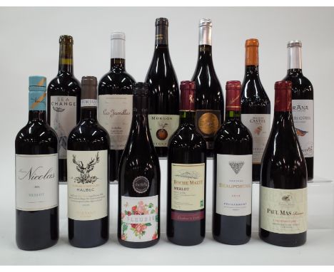 12 BOTTLES FRENCH RED WINEMaison Nicolas Merlot 2021; Fortant Malbec 2020; Morrisons The Best Fleurie 2020; Roche Mazet Merlo