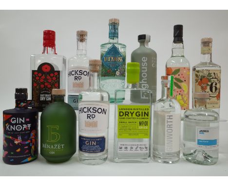 12 BOTTLES GINFinest Beverages Gin Knopf (50cl); Edouard Bénazet Schwarzwald; Hickson Road Harbour Strength and Australian Dr