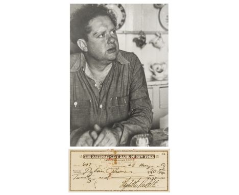 Thomas (Dylan, poet, 1914-53) Cheque made out to Dylan Thomas for $20, drawn on The National City Bank of New York, signed by