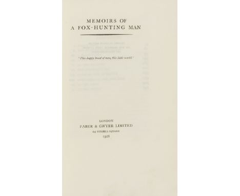 Sassoon (Siegfried) Memoirs of a Fox-Hunting Man, one of 260 copies signed by the author, endpapers browned, original blue bu