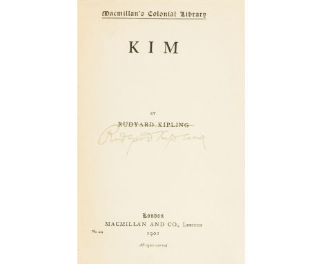 Kipling (Rudyard) Kim, 'Colonial Library Edition', signed by the author to title and with his name scored out, frontispiece &