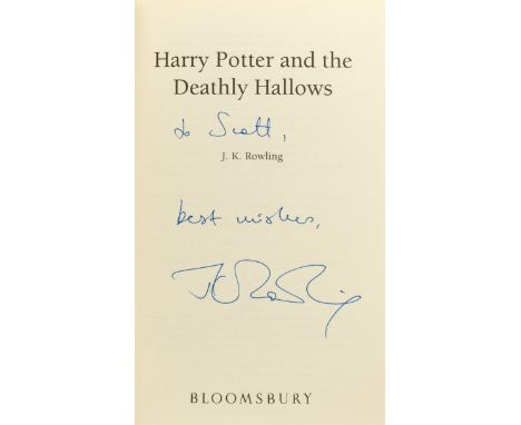 Rowling  (J.K.) Harry Potter and the Deathly Hallows, first 'adult' hardback edition, signed presentation inscription from th
