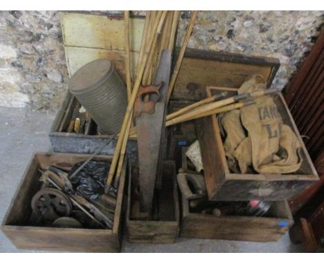 A mixed lot to include tools, chests, shaving, dressing table items, fishing items and other items 