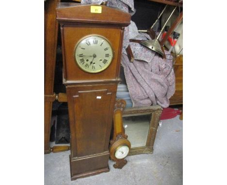 A mixed lot to include a Granddaughter clock, a barometer and a wall mirror 