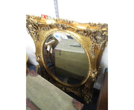 A modern Victorian style gilt framed floral mirror, 41" h, 33"w 