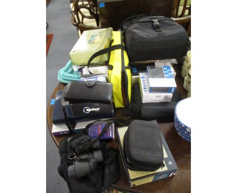 A miscellaneous lot to include Nintendo DSs, rucksacks, a Jam speaker, an AA lot, tom toms, binoculars and other items