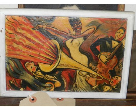 Harry Western, mid 20th century British school, 'Hot Coffee', a comical figural study of a jazz band, signed and dated 1942?,