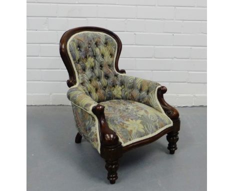 A miniature mahogany framed and tapestry upholstered armchair, 54cm x 50cm