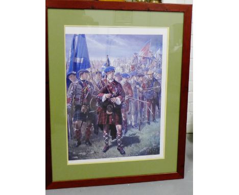 A Jacobite Piper, limited edition framed print, overall size 72cm x 91cm