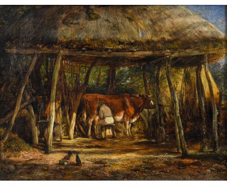 Henry Brittan Willis RWS (1810-1884) "Milking Time"Signed and dated (18)51, oil on canvas, 34.5cm by 44cm Condition report: F