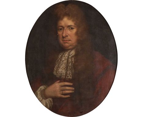 Follower of Gerard Soest (1600-1681) DutchPortrait of John Tyrell of River Hall, Essex (according to inscription verso), half