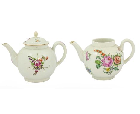 A Worcester Porcelain Teapot and Cover, circa 1770, painted with sprays of flowers and scattered sprigs, 14.5m high; and A Li