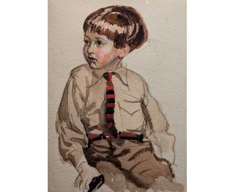 James Henry Dowd (British. 1884-1956) Young boy with a pistolsignedpencil and watercolour23.5 x 17cm;together with a further 