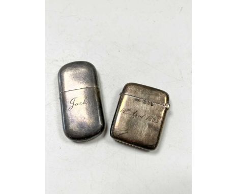 A Victorian silver vesta case together with a silver spirit lighter (2)