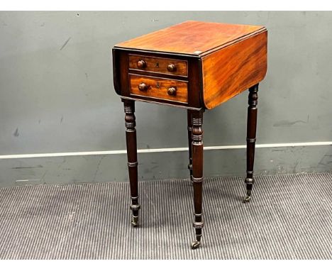 A Victorian mahogany dropflap sewing table72 x 50.5 x 36cm closed72 x 50.5 x 70.5cm open