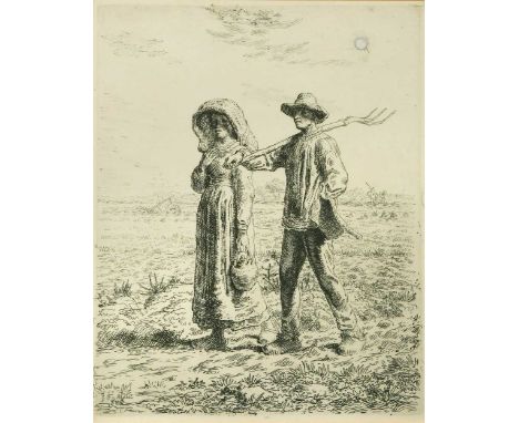 Jean-François Millet (French, 1814-1875) Le Depart Pour le Travailsigned in the plate 'J. F. Millet'etching, cancelled plate,