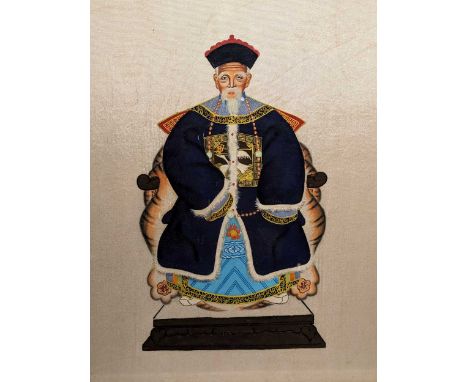 Chinese School  A formal portrait of an emperor or court official, Unsigned, Gouache on silk, 30cm x 25m; With a further orie
