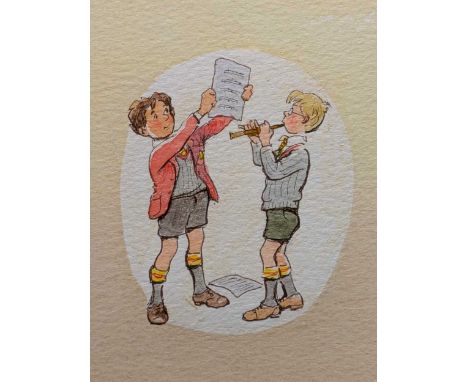 Val Biro (Hungarian/British. 1921-2014) Jennings and the Roman Remainswatercolour,11 x 8.5cm;together with a further signed w