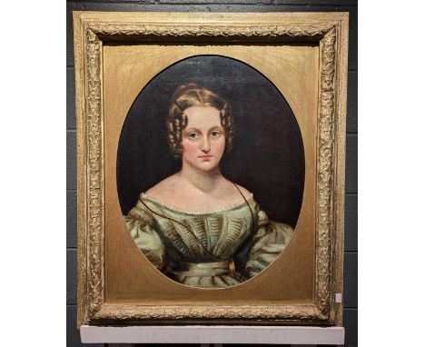 19th Century British School Portrait of a young lady, Unsigned,Oil on canvas,59.5cm x 48cm
