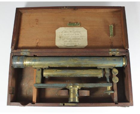 An early 19th century brass surveyors level, signed to the frame, in original fitted box with original printed trade label to