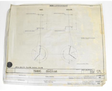 Three early 20th century rolled car engineering drawings for Aston Martin, dated 1922, one with 'Aston Martin 1 1/2 Litre, ra