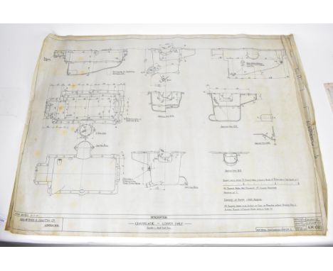 Three early 20th century rolled car engineering drawings for Aston Martin, dated 1920, 1921 and 1922, one with 'Aston Martin 