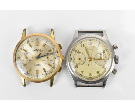 Two mid 20th century, manual wind, gents chronograph wristwatches to include a stainless steel Mersmann watch 38mm and a gold