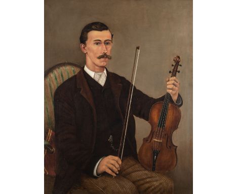 PORTRAIT OF W.R. JONES JR. HOLDING A VIOLINSigned and dated l.l. 'W. R. Jones 1892'Oil on canvasImage size: 70.5 x 54.5cm. (2