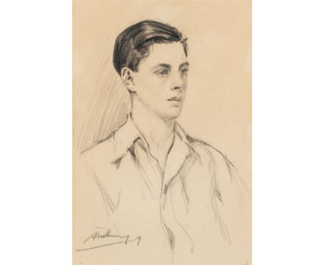 A PORTRAIT OF A YOUNG MANSigned l.l.Pencil on paperImage size: 25 x 17cm. (9¾ x 6¾in.)Framed size: 40½ x 31cm. (15¾ x 12¼in.)