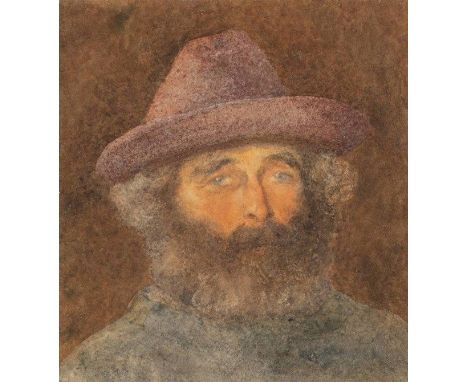 PORTRAIT OF A BEARDED MAN IN A HATSigned with monogramWatercolourImage size: 11.5 x 10.5cm. (4.52 x 4.13in.)Framed size: 37.5