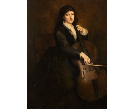 PORTRAIT OF A CELLIST, POSSIBLY THE ARTIST'S WIFESigned lower left margin 'Sohn'Oil on canvasImage size: 122 x 89cm. (48 x 35