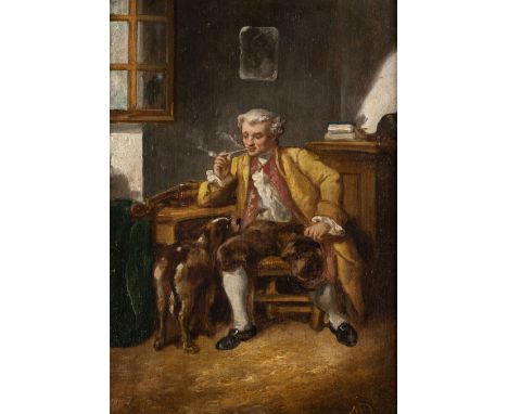 PORTRAIT OF A CELLIST AND PORTRAIT OF A VIOLINIST SMOKING A PIPEA pair, both oil on panelEach: 20 x 14cm. (8 x 5.5in.)Framed 